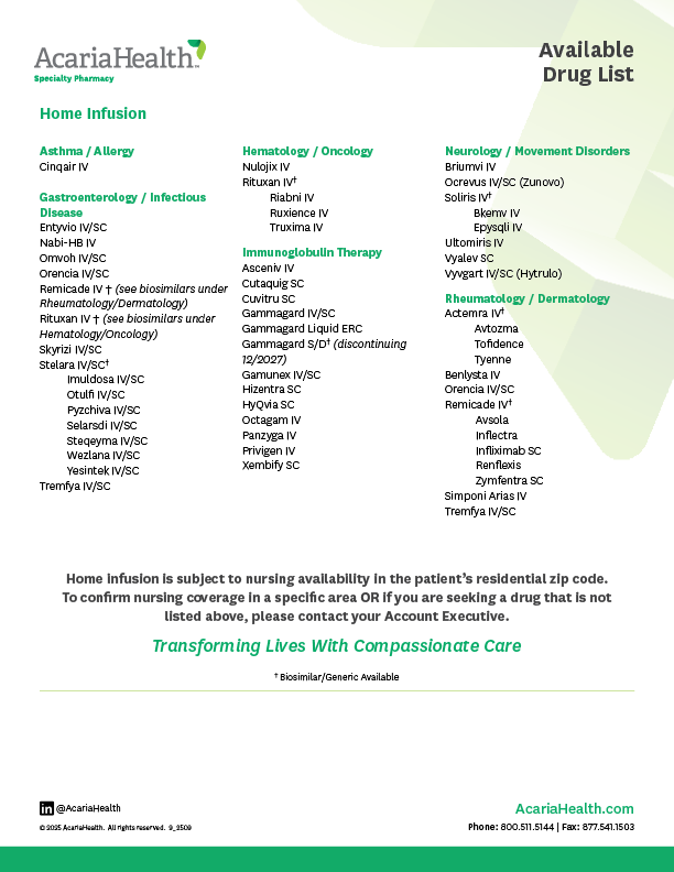 image of Home Infusion Drug List