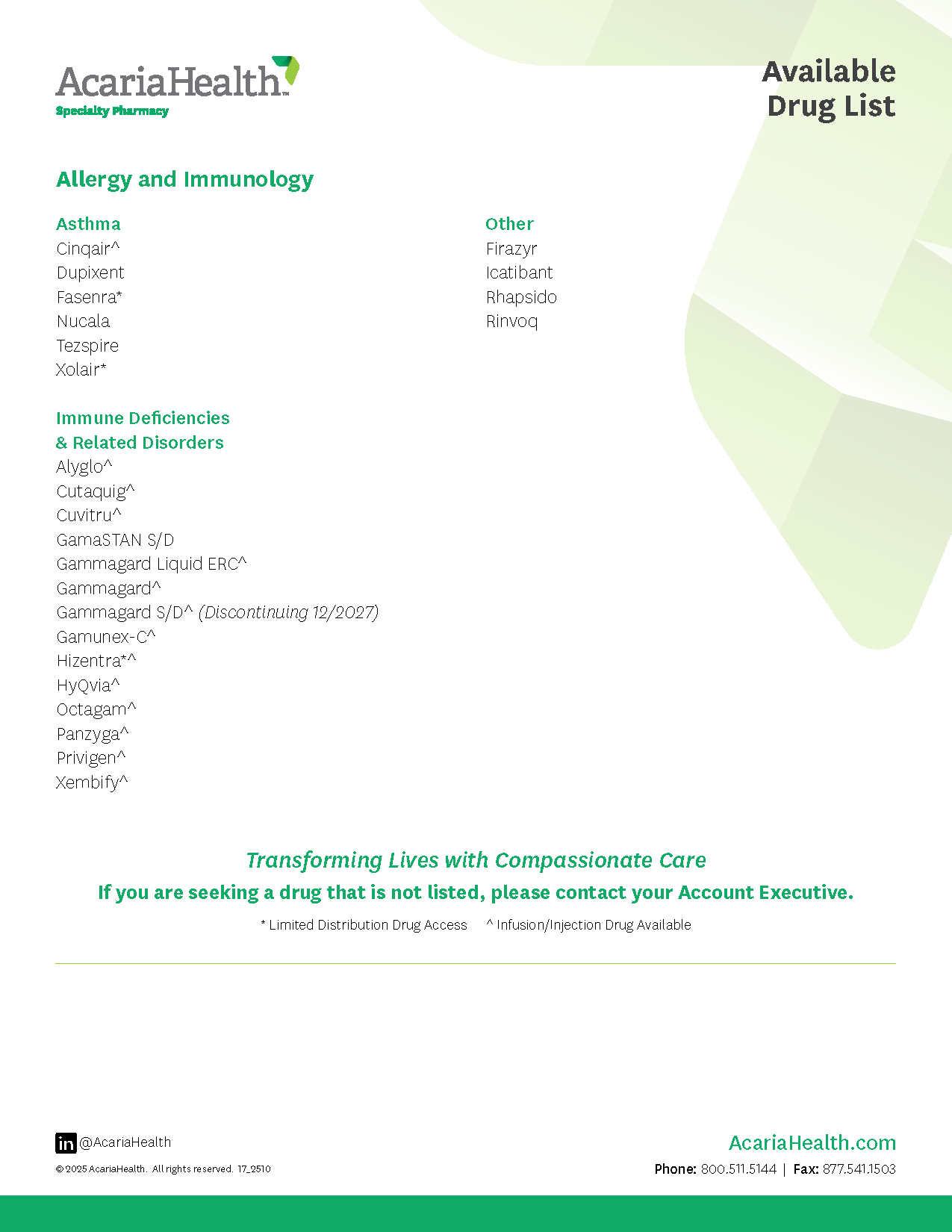 image of Allergy and Immunology Drug List