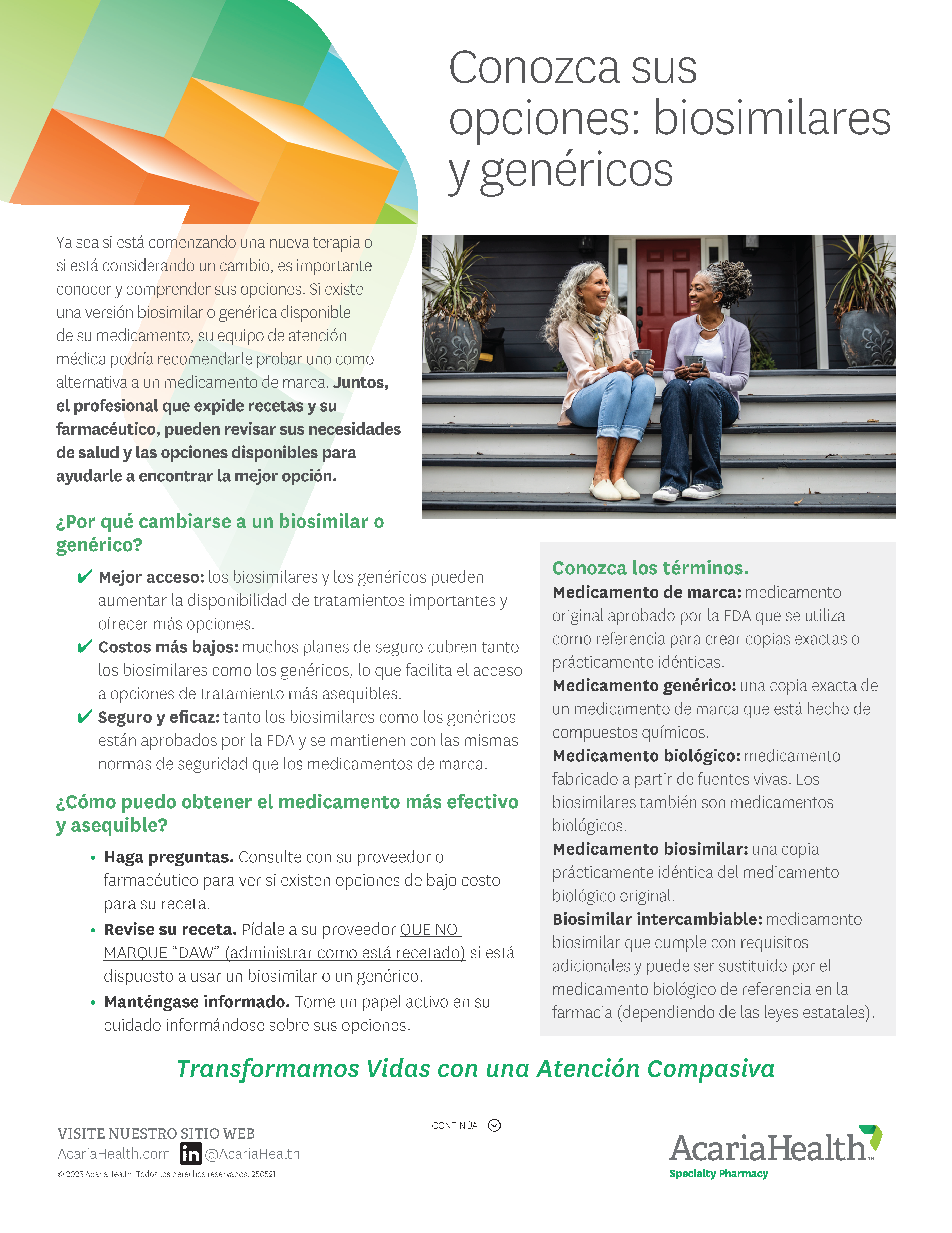 document example: Understanding Your Options: Biosimilars and Generics Spanish