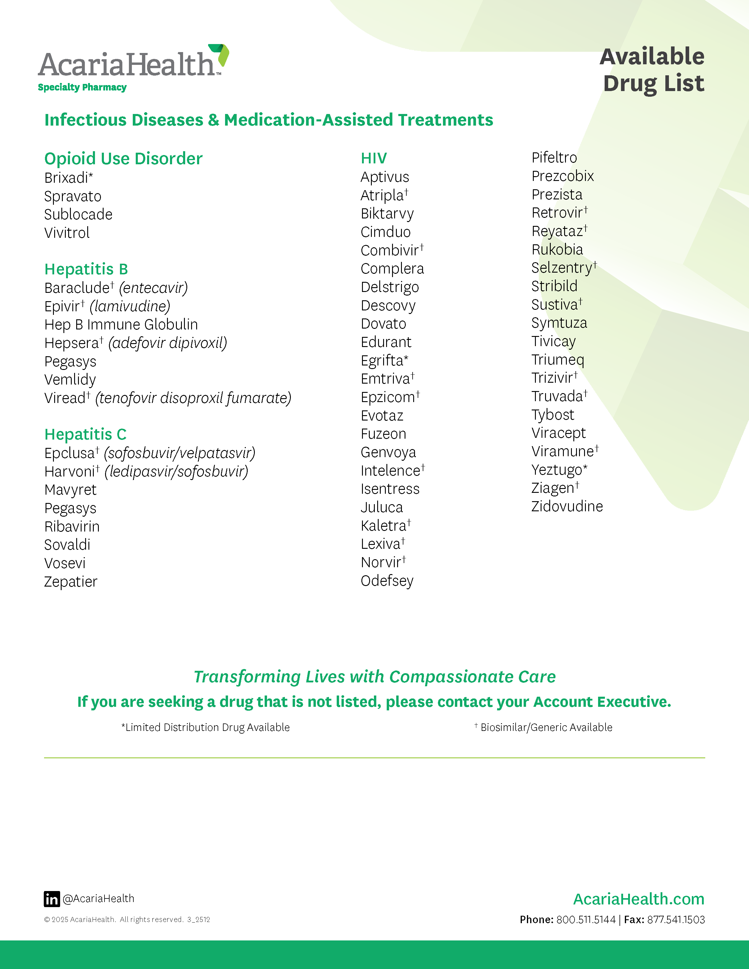 document example: Infectious Diseases/Medication-Assisted Treatments Drug List